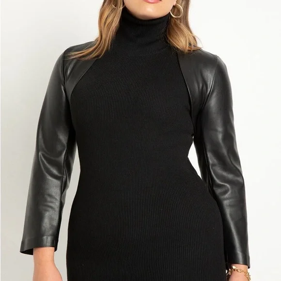 NWT ELOQUII Faux Leather Bolero/Sleeves/Shrug - Black Size 18 - Picture 2 of 7
